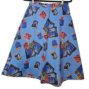 Vintage 70s S Handmade Manes Fabrics Co A Line Skirt Jean Short Hippie Boho